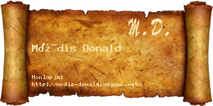 Módis Donald névjegykártya